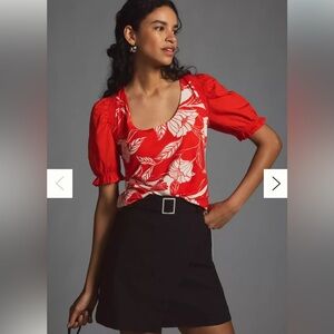 Maeve Orange and White Floral Blouse size M